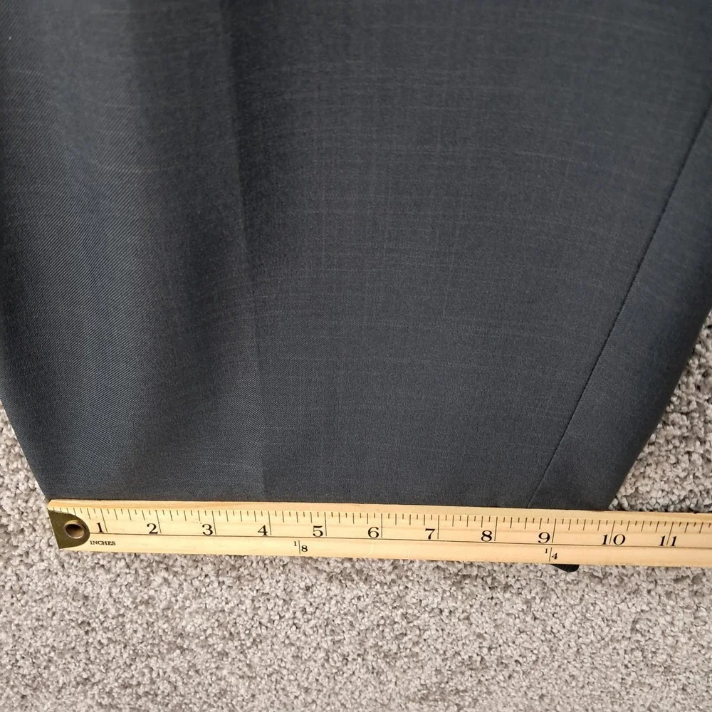 Perry Ellis Mens Charcoal Grey Flat Front Dress Pants 38x32 Polyester Slacks
